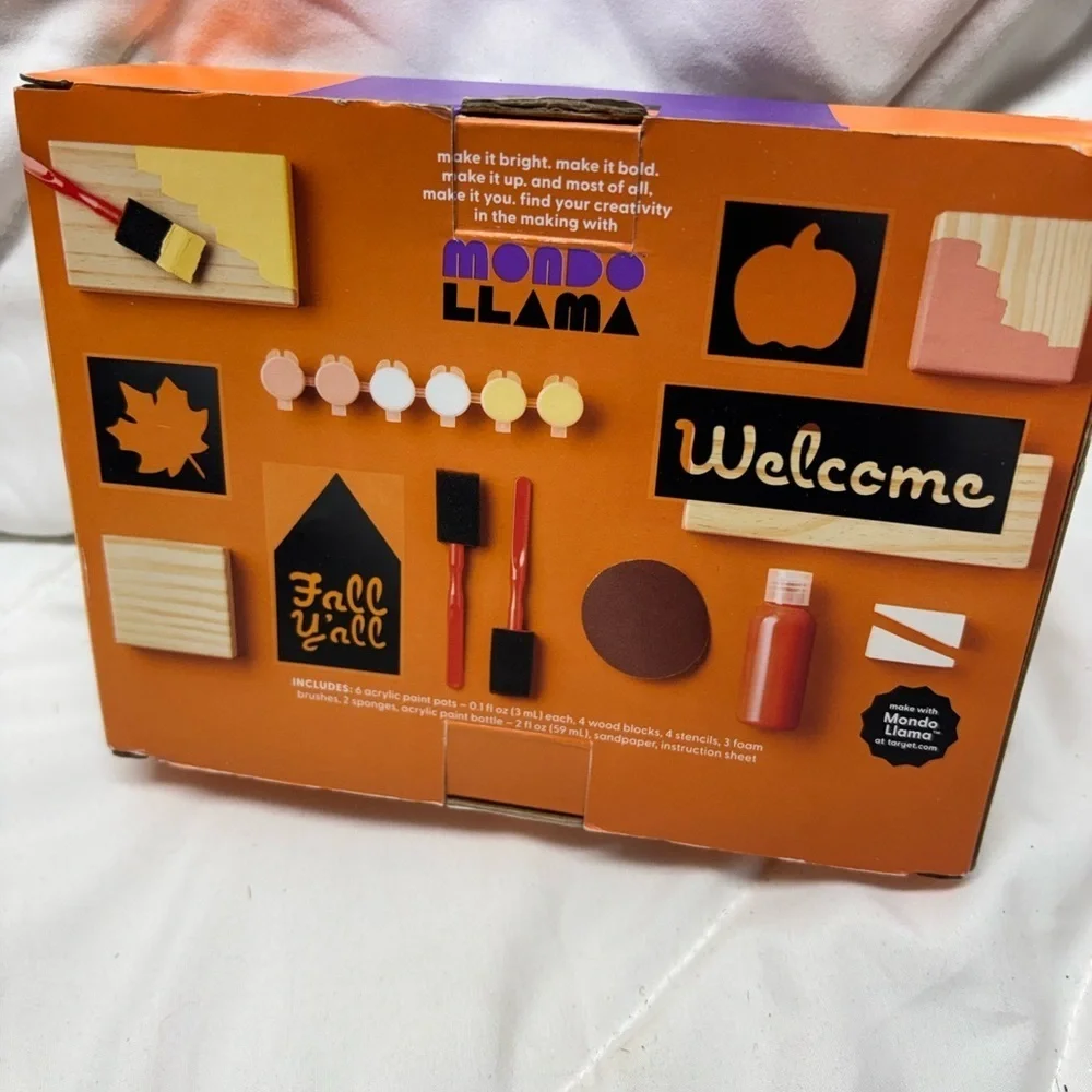 Mondo Llama Kids & Adults Create Your Own Autumn Tiered Tray Fall Craft Kit New!